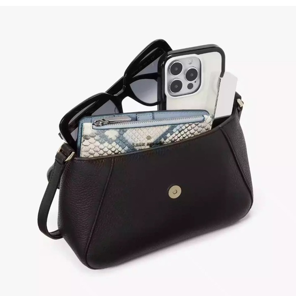 New Kate Spade Monica Small Flap Crossbody bag Pebble Leather Black - Picture 5 of 5